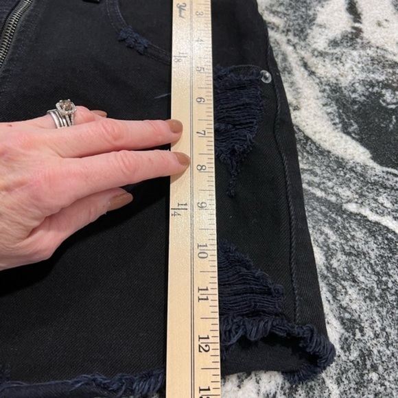 Carmar Black Mini Destroyed Jean Skirt with Front Up and Down Zipper - Picture 7 of 13